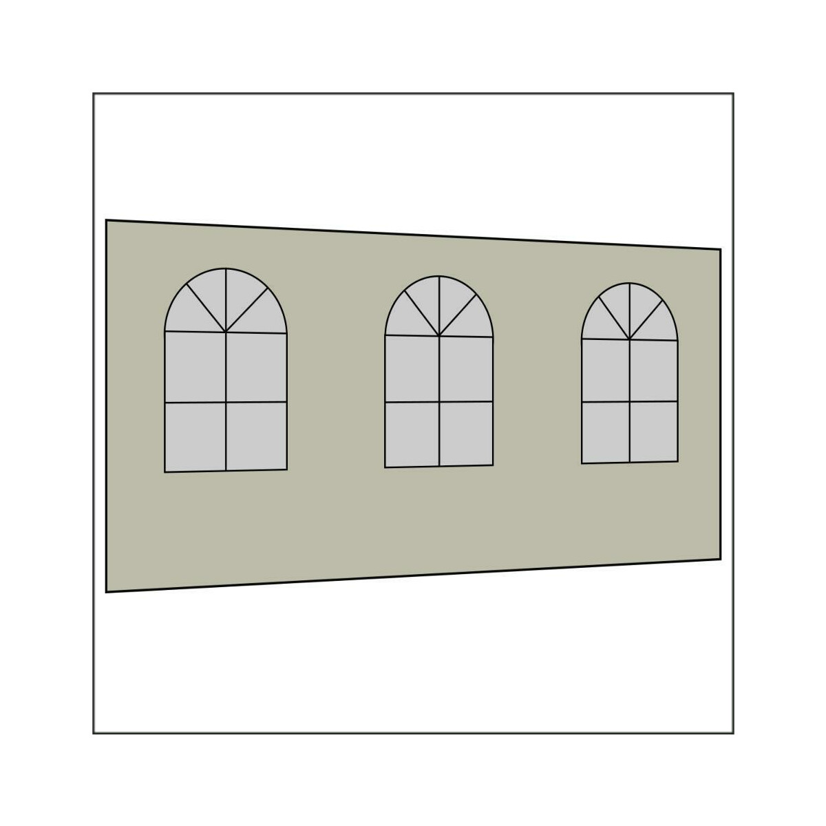 450 cm Seitenwand mit 3 Sprossenfenster hellgrau PMS 3 C
