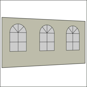 450 cm Seitenwand mit 3 Sprossenfenster hellgrau PMS 3 C
