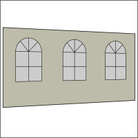 450 cm Seitenwand mit 3 Sprossenfenster hellgrau PMS 3 C