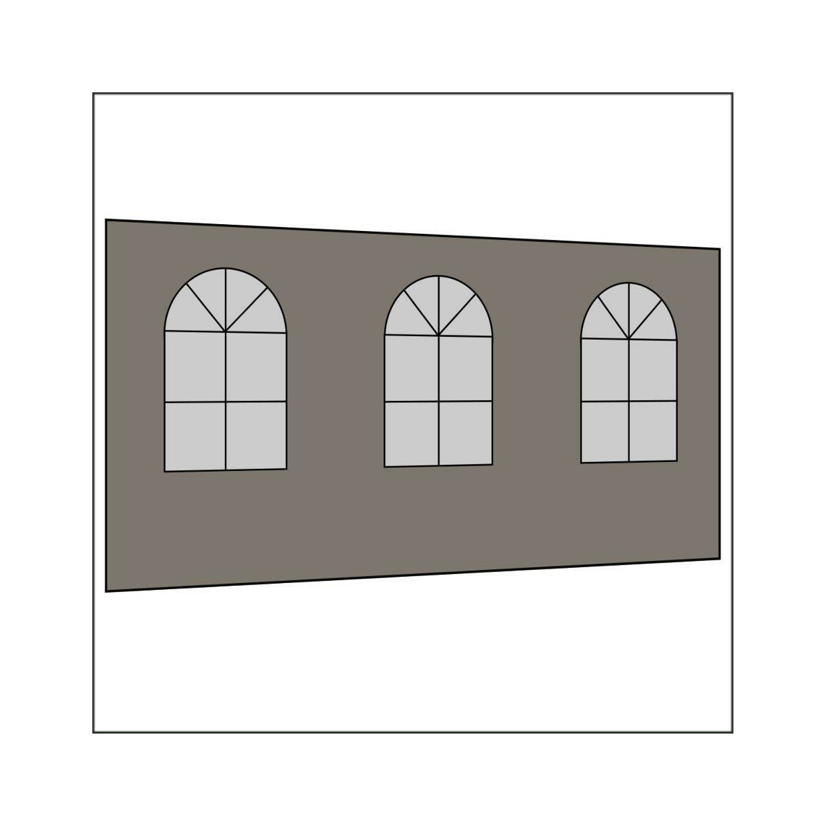 450 cm Seitenwand mit 3 Sprossenfenster dunkelgrau PMS 9 C