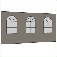 450 cm Seitenwand mit 3 Sprossenfenster dunkelgrau PMS 9 C