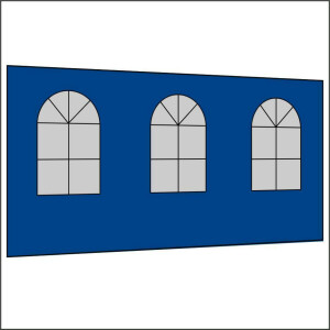 450 cm Seitenwand mit 3 Sprossenfenster königsblau...