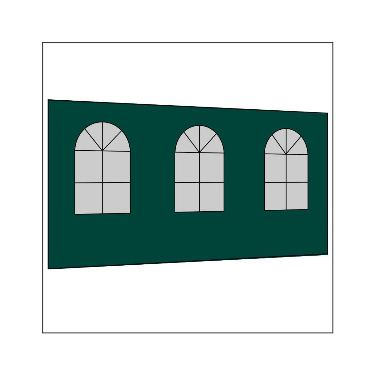 450 cm Seitenwand mit 3 Sprossenfenster dunkelgrün...