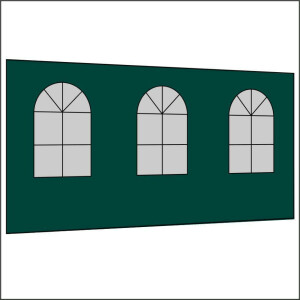 450 cm Seitenwand mit 3 Sprossenfenster dunkelgrün...
