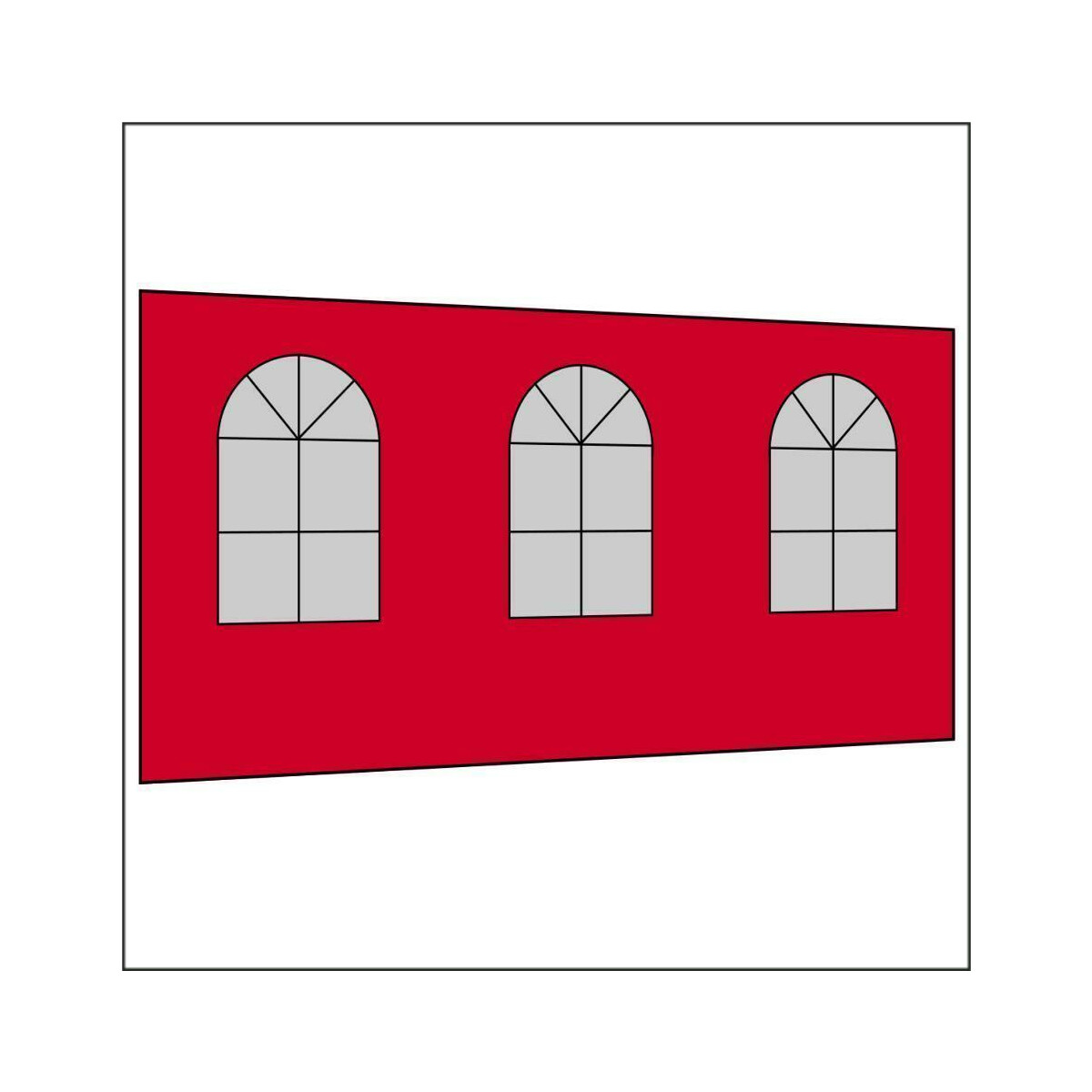 450 cm Seitenwand mit 3 Sprossenfenster s-rot PMS 186 C
