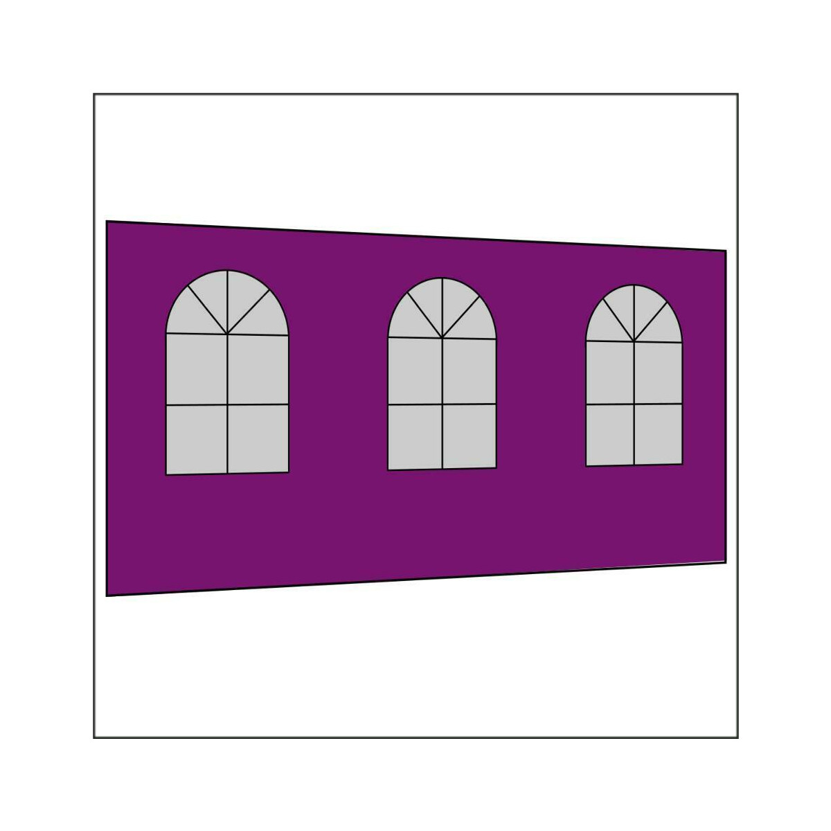 450 cm Seitenwand mit 3 Sprossenfenster lila PMS 255 C