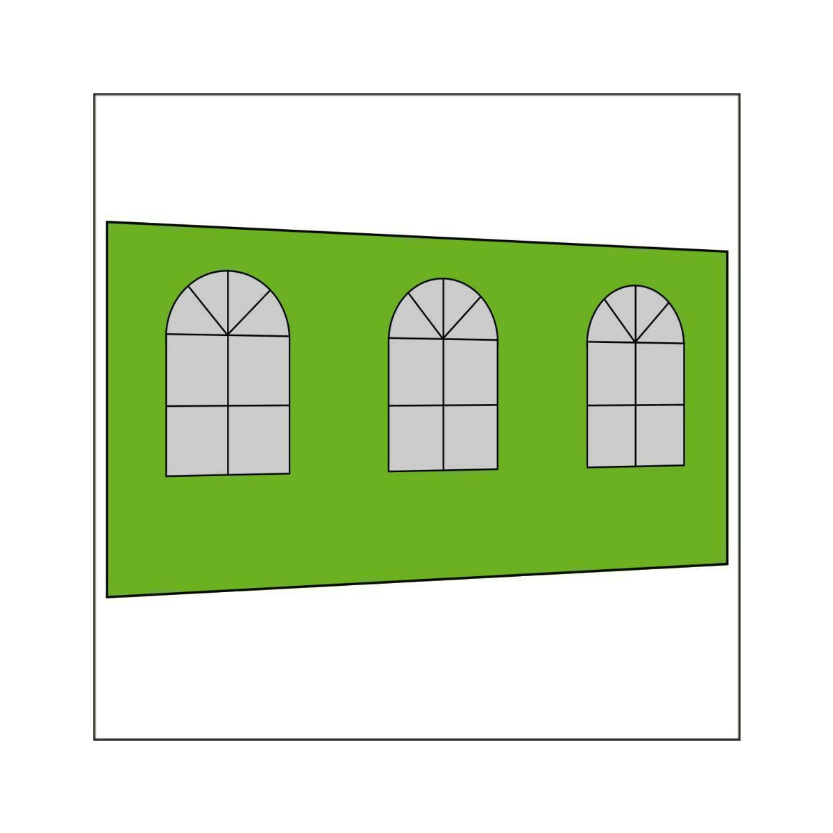 450 cm Seitenwand mit 3 Sprossenfenster apfelgrün...