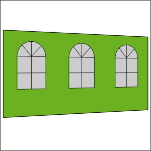 450 cm Seitenwand mit 3 Sprossenfenster apfelgrün...