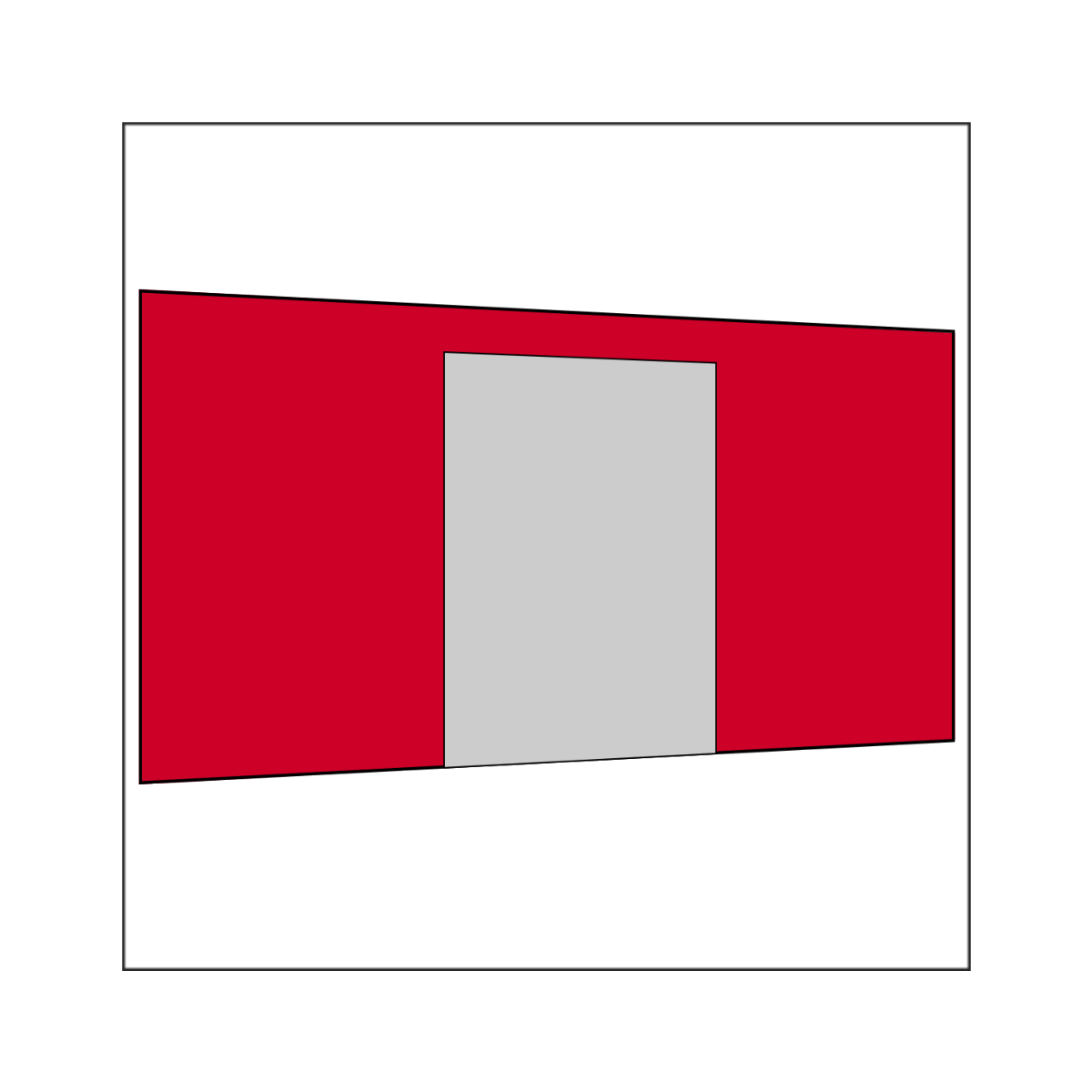450 cm Seitenwand mit Türe (mittig) s-rot PMS 186 C