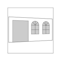 450 cm Seitenwand mit Türe (links) + Sprossenfenster weiß
