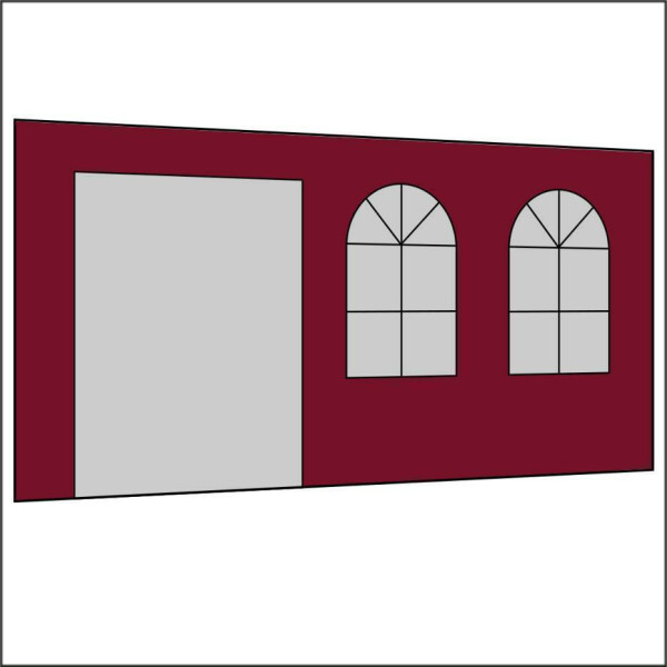 450 cm Seitenwand mit Türe (links) + Sprossenfenster bordeaux PMS 1955 C