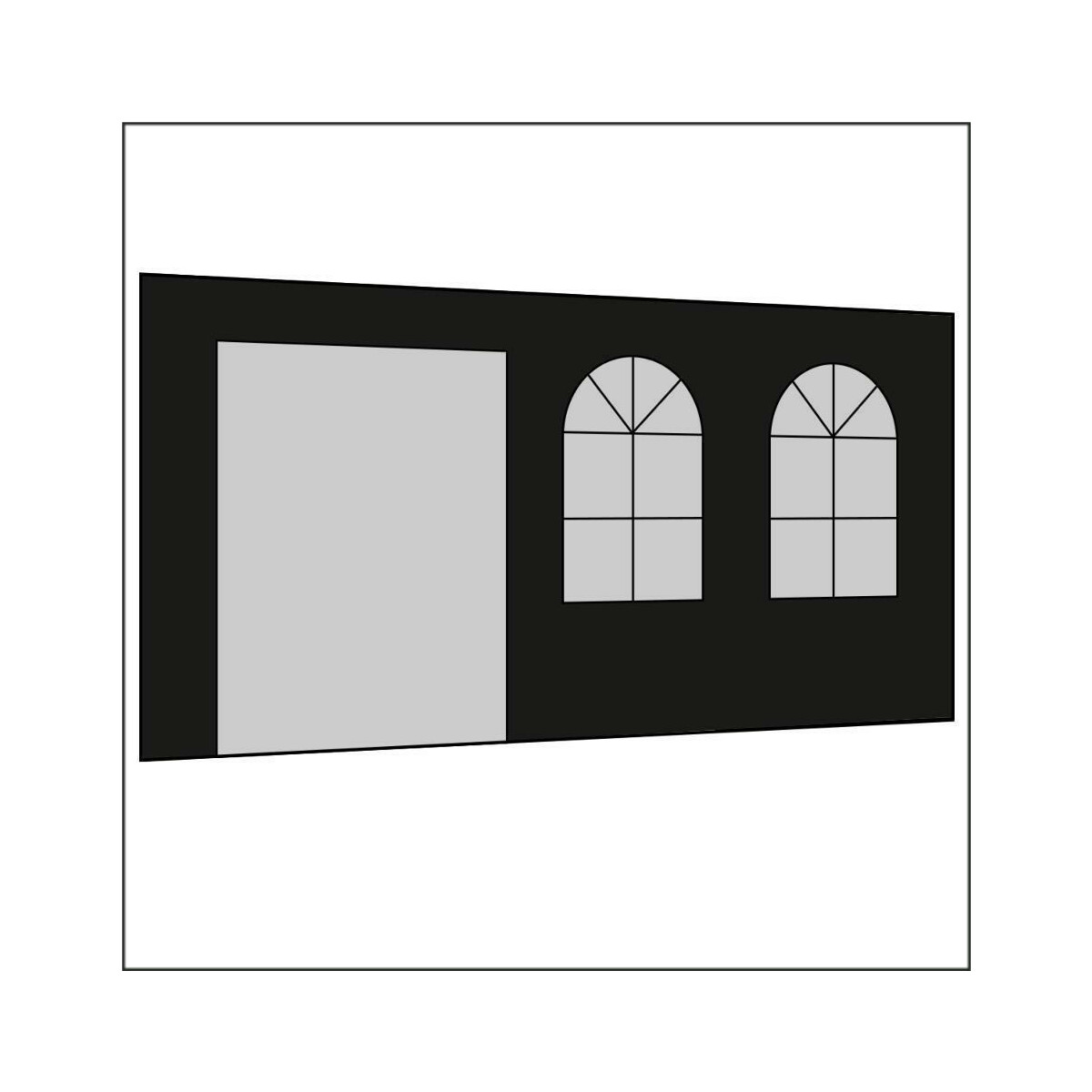 450 cm Seitenwand mit Türe (links) + Sprossenfenster...