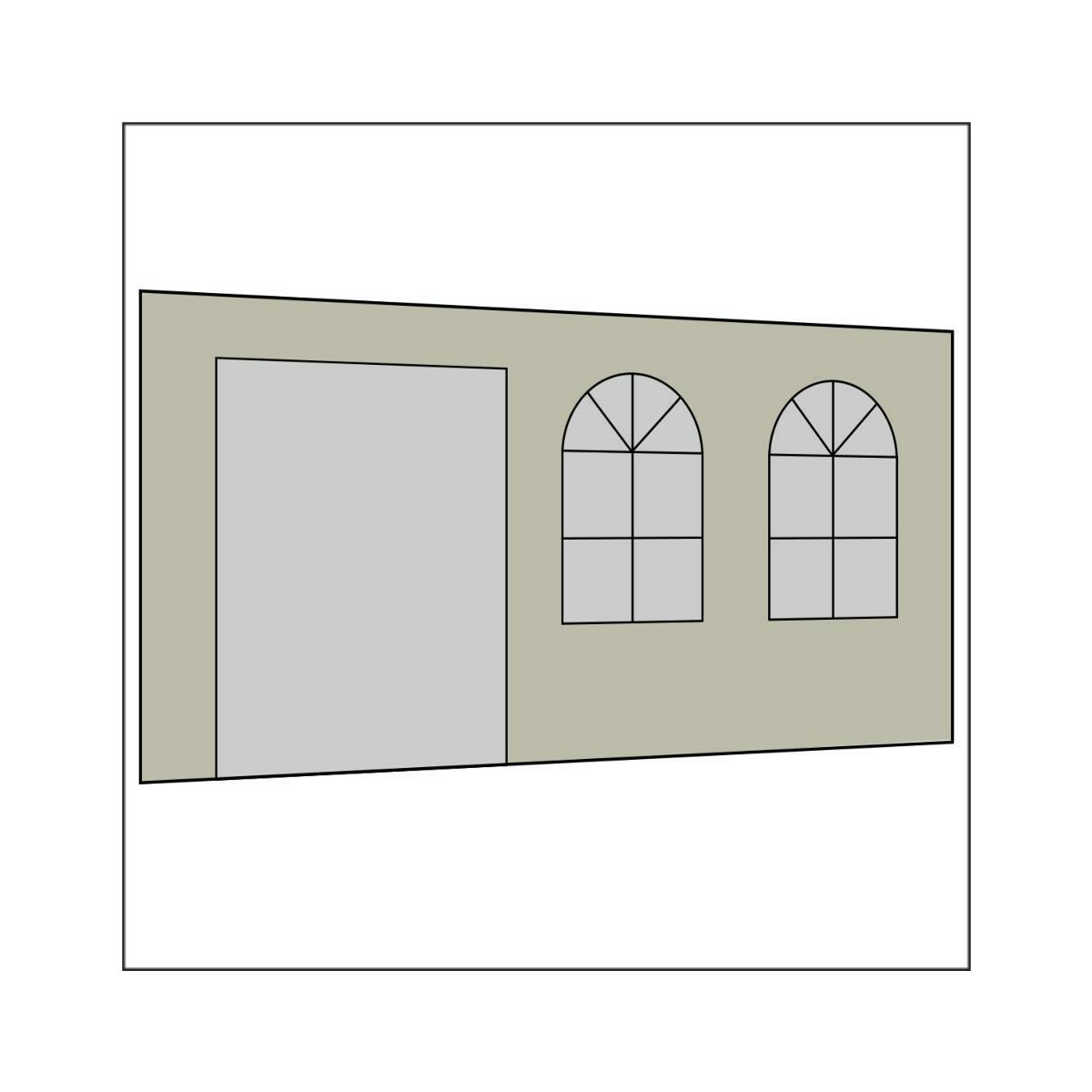 450 cm Seitenwand mit Türe (links) + Sprossenfenster...