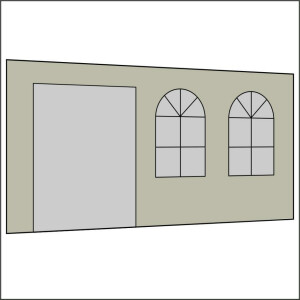 450 cm Seitenwand mit Türe (links) + Sprossenfenster...