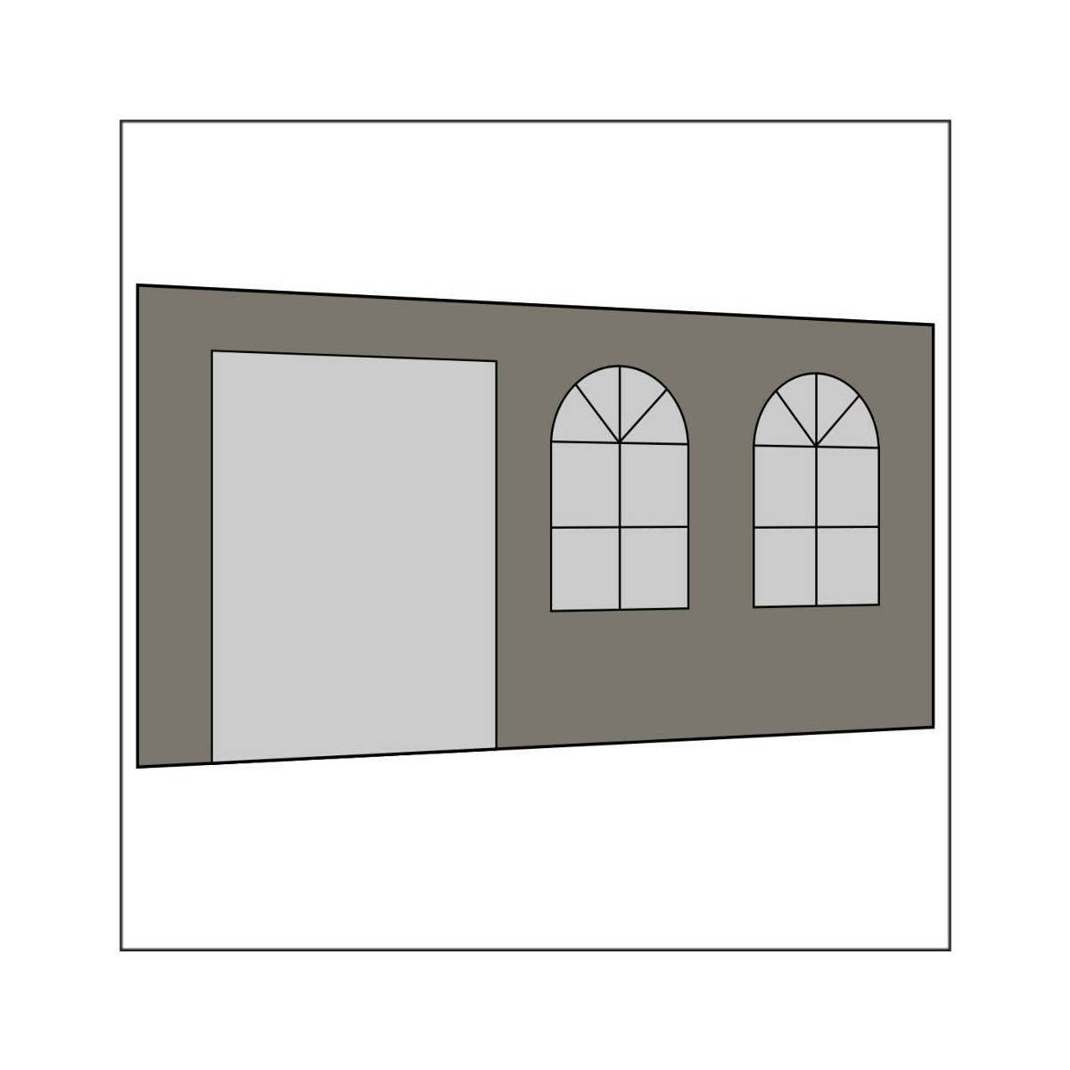 450 cm Seitenwand mit Türe (links) + Sprossenfenster...