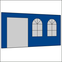 450 cm Seitenwand mit Türe (links) + Sprossenfenster königsblau PMS 7685 C