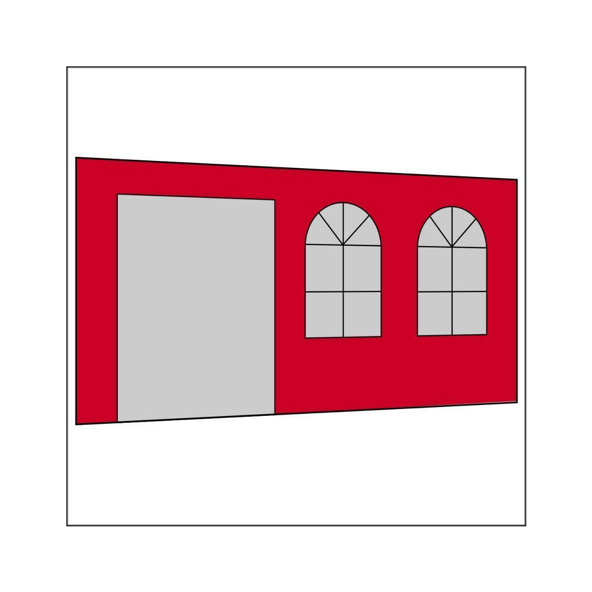 450 cm Seitenwand mit Türe (links) + Sprossenfenster...