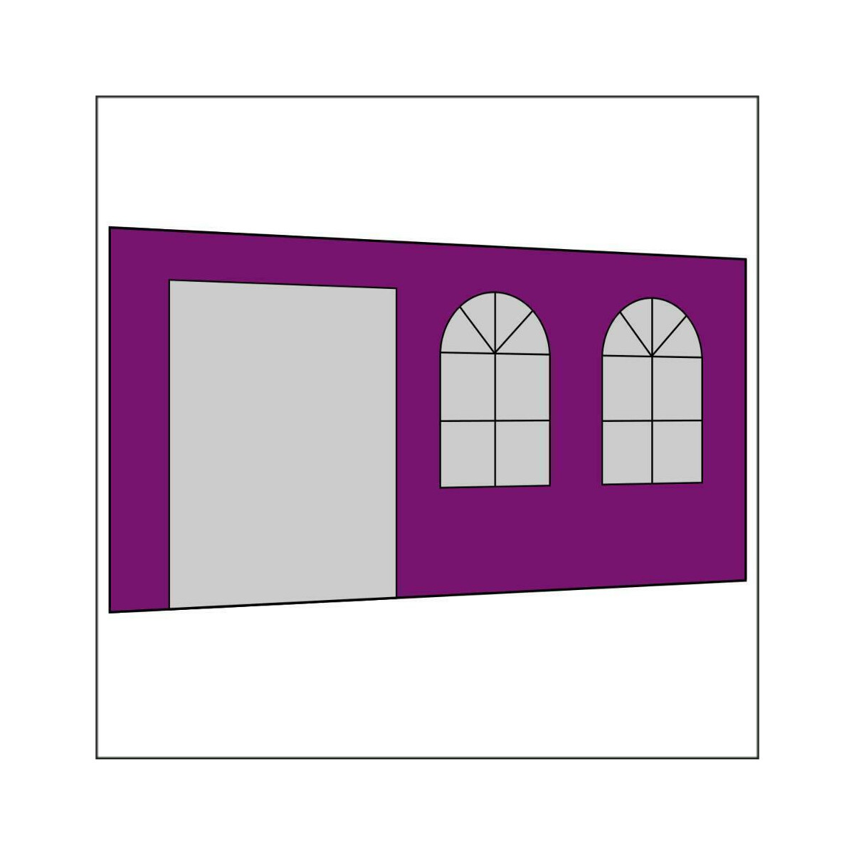 450 cm Seitenwand mit Türe (links) + Sprossenfenster...