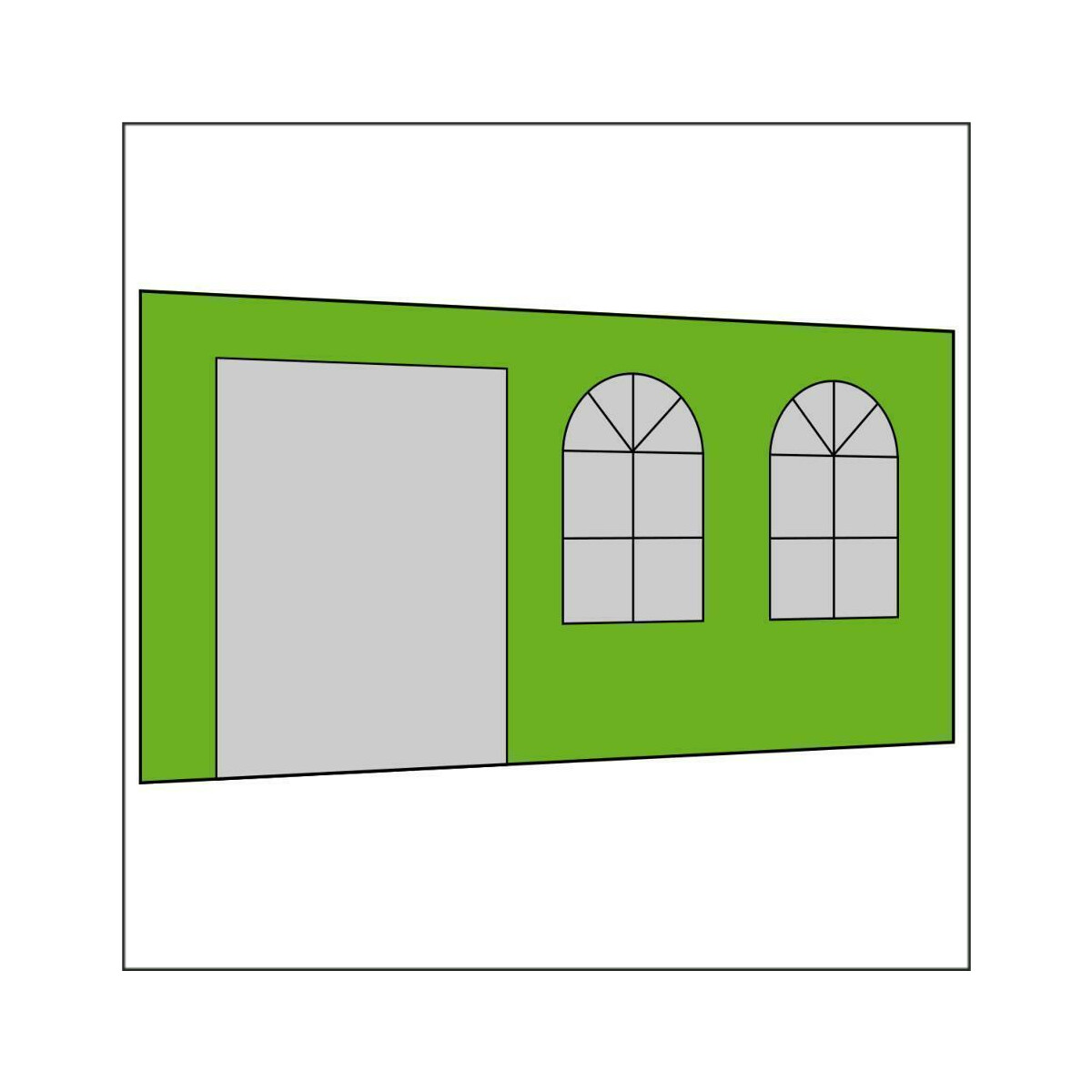 450 cm Seitenwand mit Türe (links) + Sprossenfenster...