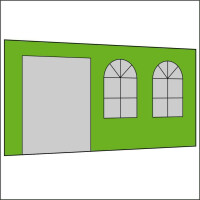 450 cm Seitenwand mit Türe (links) + Sprossenfenster apfelgrün PMS 362 C