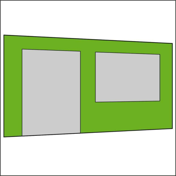 450 cm Seitenwand mit Türe (links) + Großfenster apfelgrün PMS 362 C