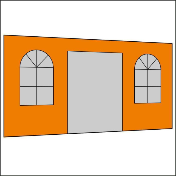 450 cm Seitenwand mit Türe (mittig) + Sprossenfenster orange PMS 716 C