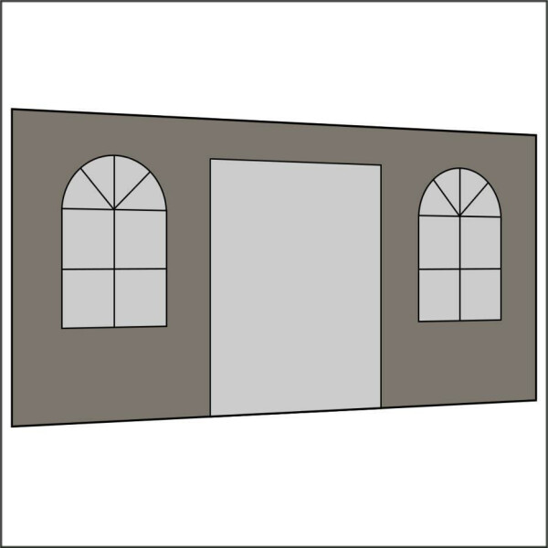 450 cm Seitenwand mit Türe (mittig) + Sprossenfenster dunkelgrau PMS 9 C