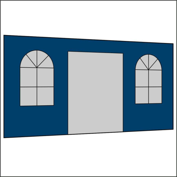 450 cm Seitenwand mit Türe (mittig) + Sprossenfenster marineblau PMS 540 C