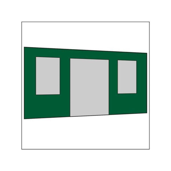 450 cm Seitenwand mit Türe (mittig) + Großfenster grün PMS 7728 C