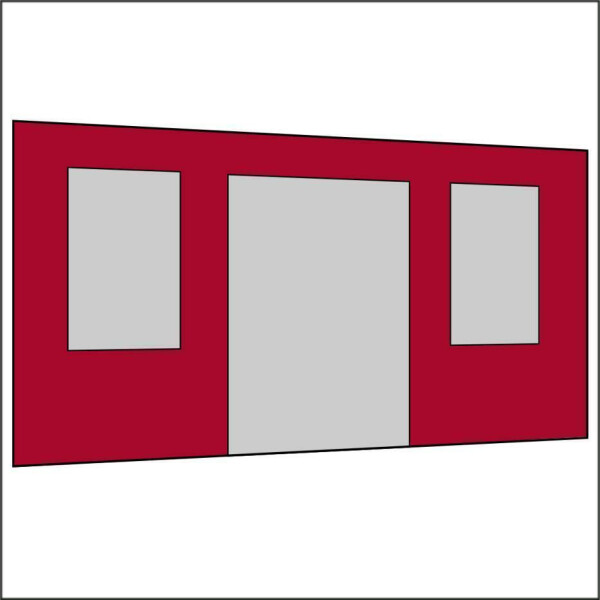 450 cm Seitenwand mit Türe (mittig) + Großfenster rot PMS 207 C