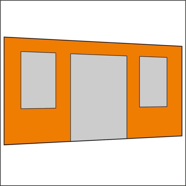 450 cm Seitenwand mit Türe (mittig) + Großfenster orange PMS 716 C