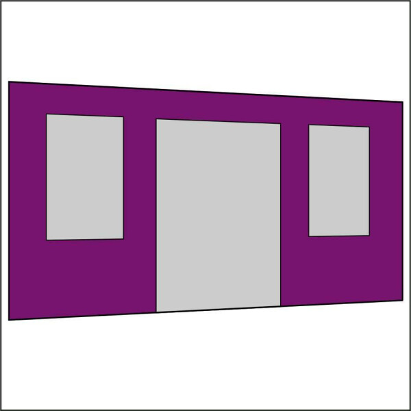 450 cm Seitenwand mit Türe (mittig) + Großfenster lila PMS 255 C