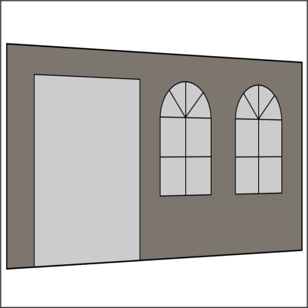 400 cm Seitenwand mit Türe (links) + Sprossenfenster
