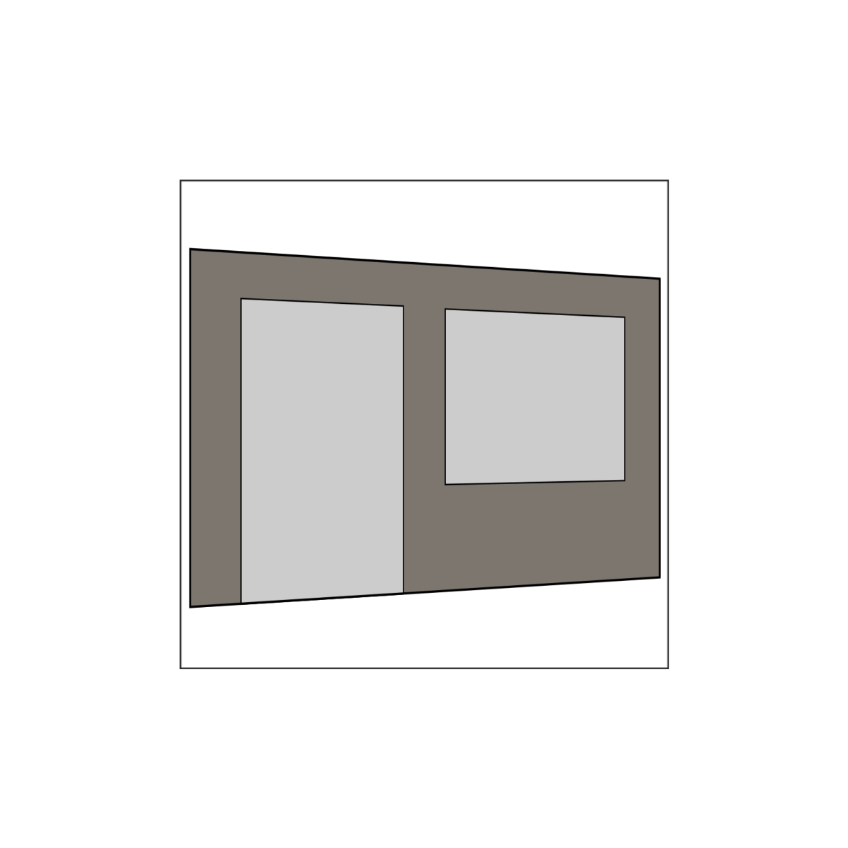 400 cm Seitenwand mit Türe (links) + Großfenster