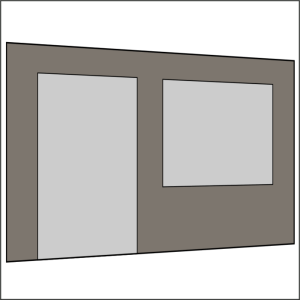 400 cm Seitenwand mit Türe (links) + Großfenster