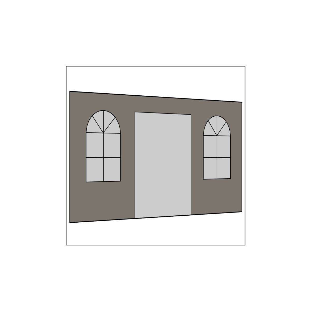 400 cm Seitenwand mit Türe (mittig) + Sprossenfenster