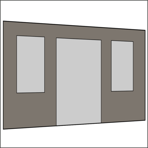 400 cm Seitenwand mit Türe (mittig) + Großfenster