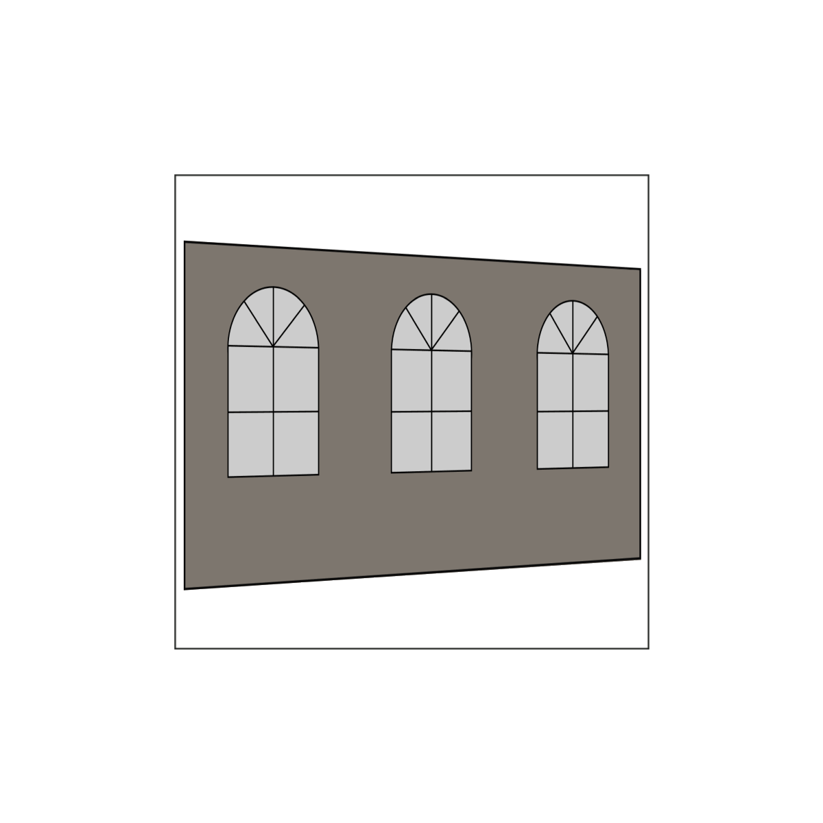 400 cm Seitenwand mit 3 Sprossenfenster