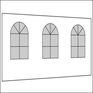 400 cm Seitenwand mit 3 Sprossenfenster weiß