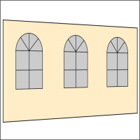 400 cm Seitenwand mit 3 Sprossenfenster sand PMS 7501 C