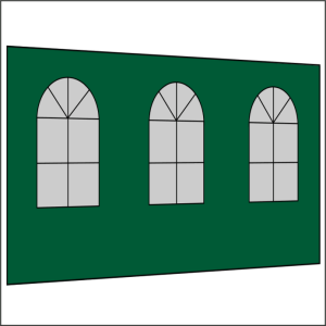 400 cm Seitenwand mit 3 Sprossenfenster grün PMS...