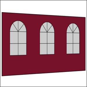 400 cm Seitenwand mit 3 Sprossenfenster bordeaux PMS 1955 C