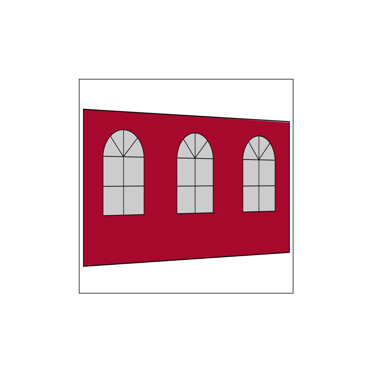 400 cm Seitenwand mit 3 Sprossenfenster rot PMS 207 C