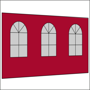 400 cm Seitenwand mit 3 Sprossenfenster rot PMS 207 C