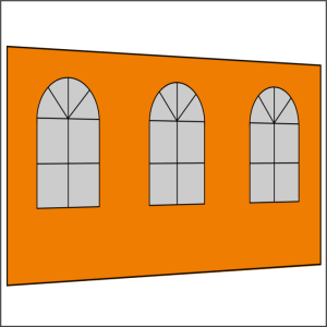 400 cm Seitenwand mit 3 Sprossenfenster orange PMS 716 C