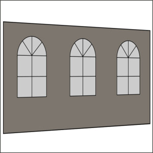 400 cm Seitenwand mit 3 Sprossenfenster dunkelgrau PMS 9 C