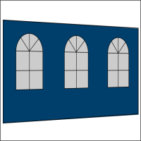 400 cm Seitenwand mit 3 Sprossenfenster marineblau PMS 540 C