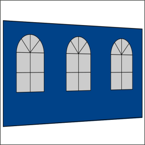 400 cm Seitenwand mit 3 Sprossenfenster königsblau...