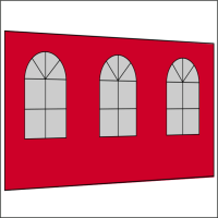 400 cm Seitenwand mit 3 Sprossenfenster s-rot PMS 186 C