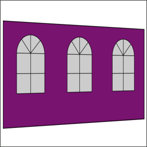 400 cm Seitenwand mit 3 Sprossenfenster lila PMS 255 C
